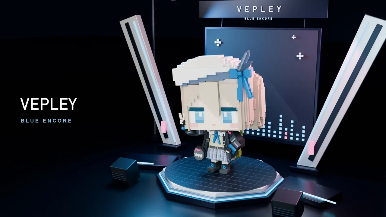Vepley · Blue Encore 的封面：舞台上的体素维普蕾